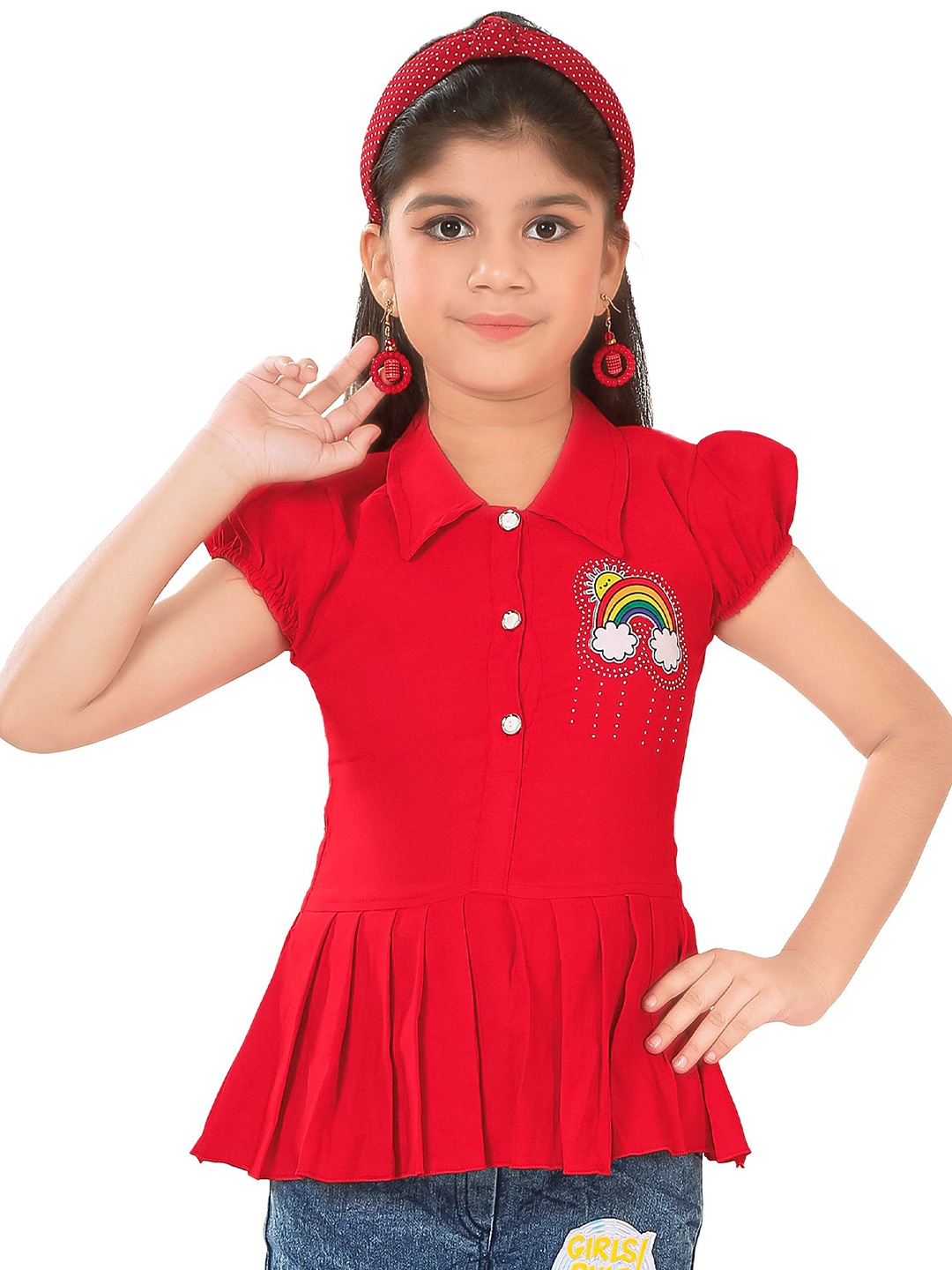 

BURBN Printed Top with Capris, Red