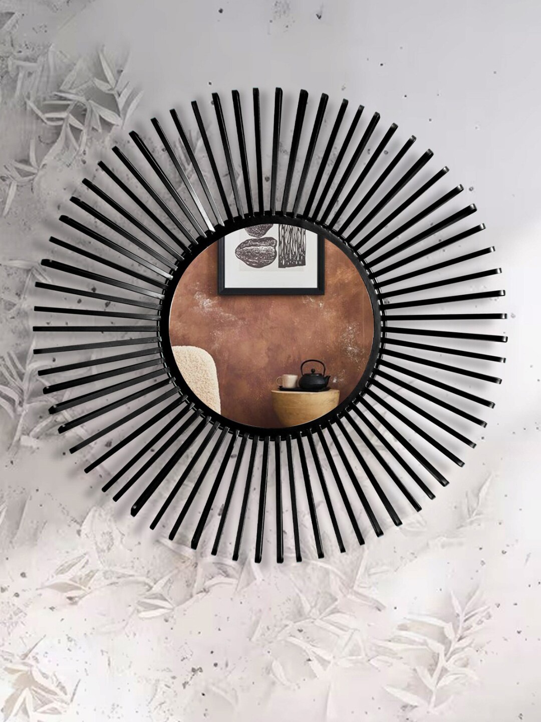 

SHREE KALA HOME DECOR Black Stylish Matte Metal Wall Mirror