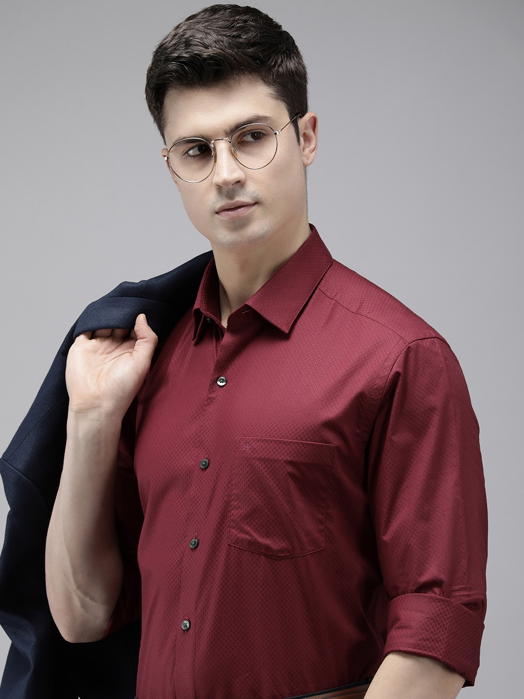 

Arrow Pure Cotton Textured Manhattan Slim Fit Formal Shirt, Maroon