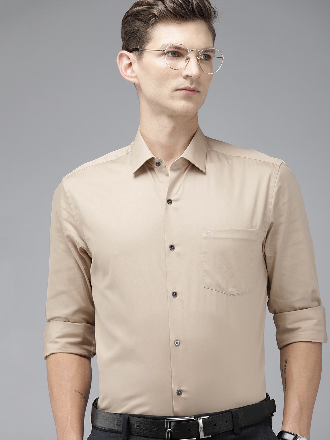 

Arrow Pure Cotton Solid Slim Fit Original Formal Shirt, Beige