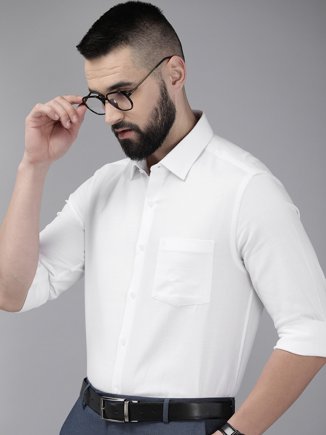 

Arrow Manhattan Slim Fit Textured Pure Cotton Formal Shirt, White