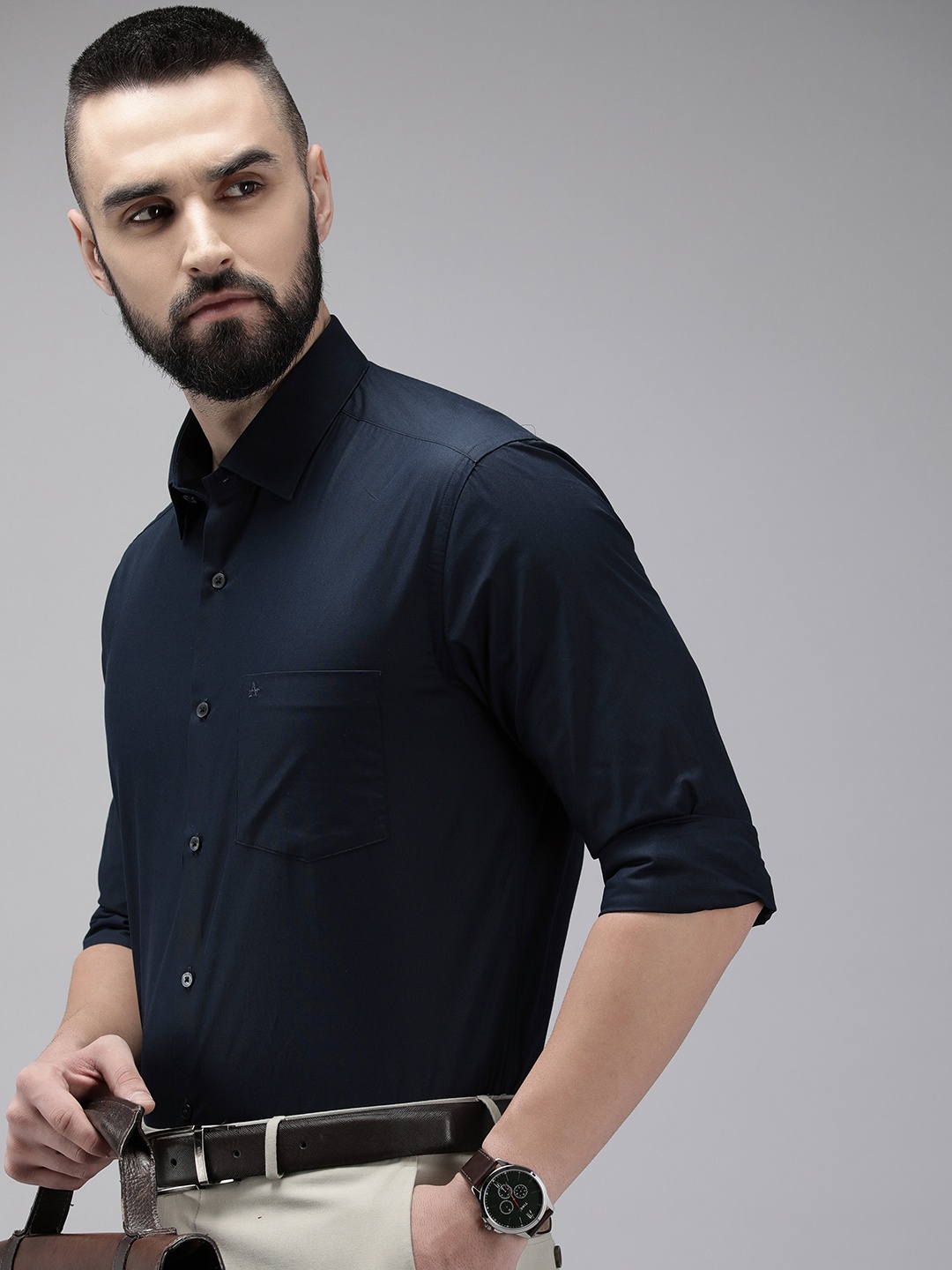

Arrow Manhattan Slim Fit Pure Cotton Formal Shirt, Navy blue