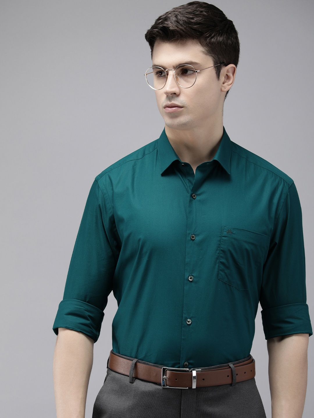 

Arrow Solid Manhattan Slim Fit Pure Cotton Formal Shirt, Teal