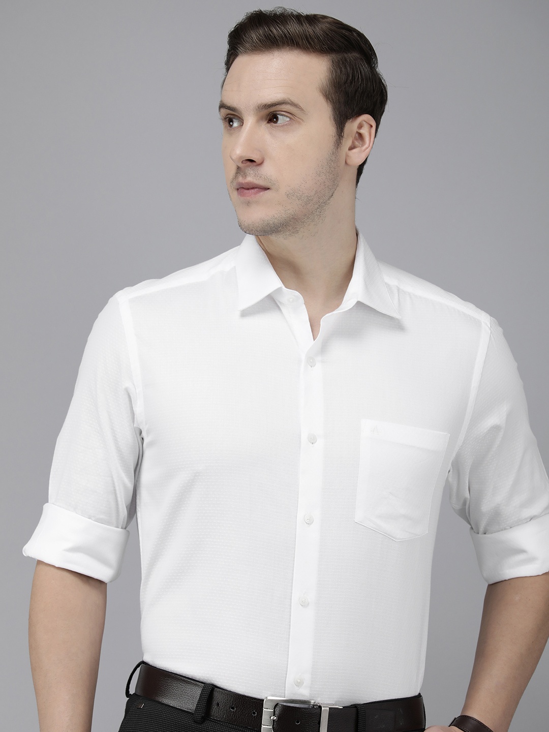 

Arrow Pure Cotton Self Design Textured Manhattan Slim Fit Formal Shirt, White
