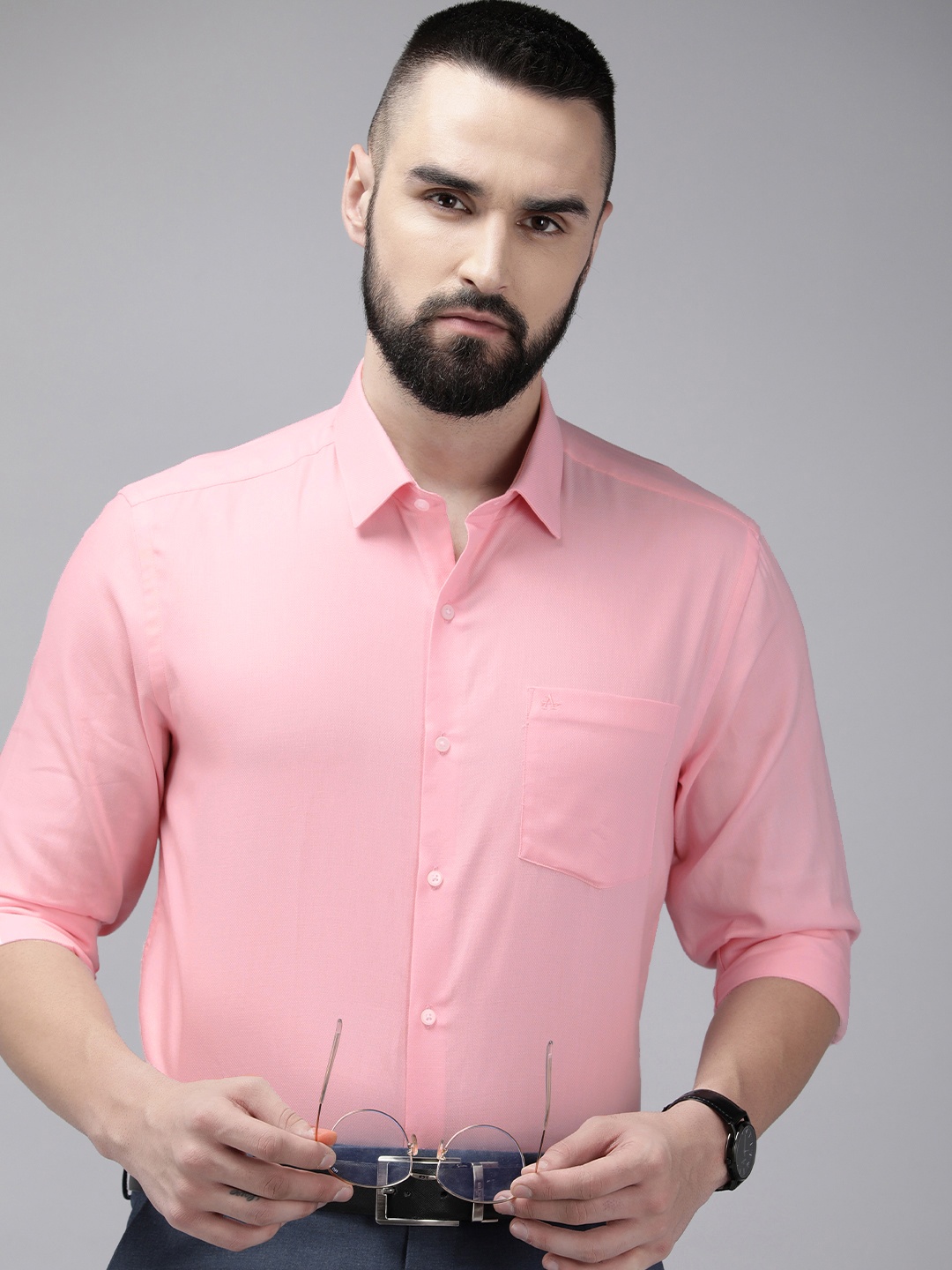 

Arrow Manhattan Slim Fit Textured Pure Cotton Formal Shirt, Pink