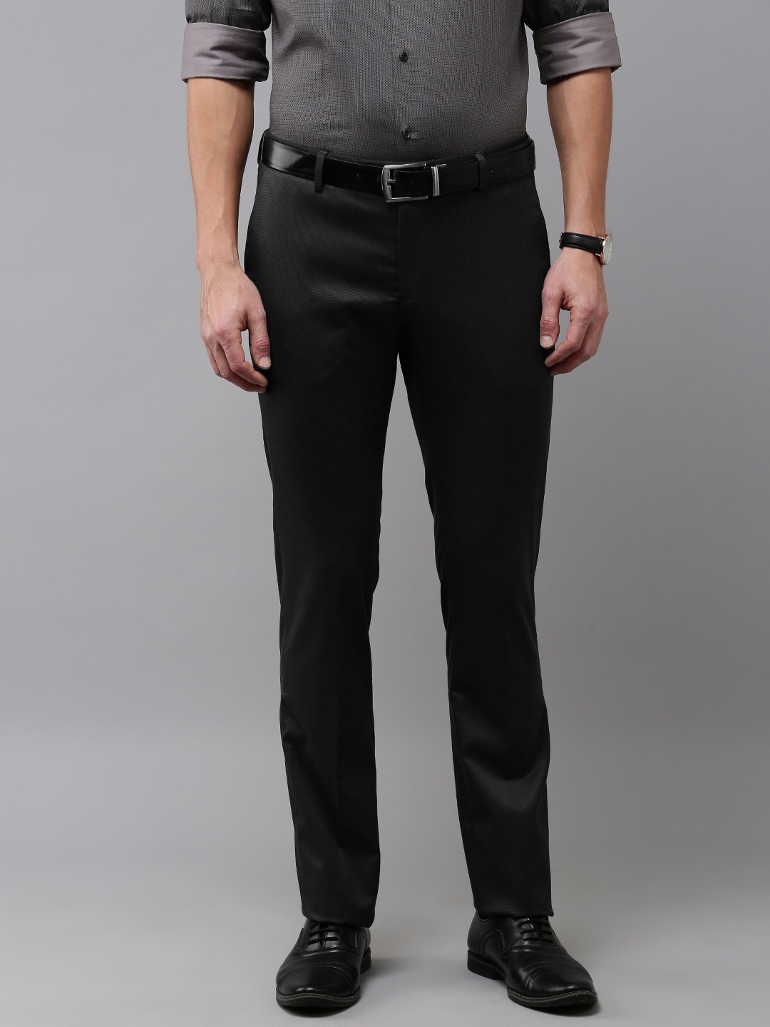 

Arrow Men Solid Tailored Fit Formal Trousers, Grey
