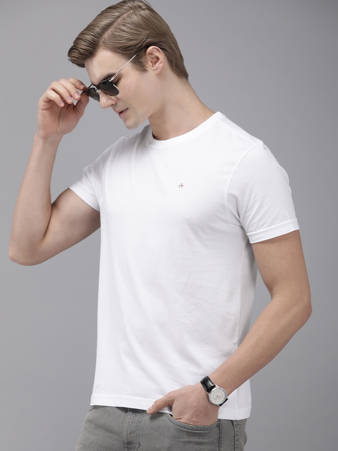 Arrow Round Neck Pure Cotton T-shirt, White