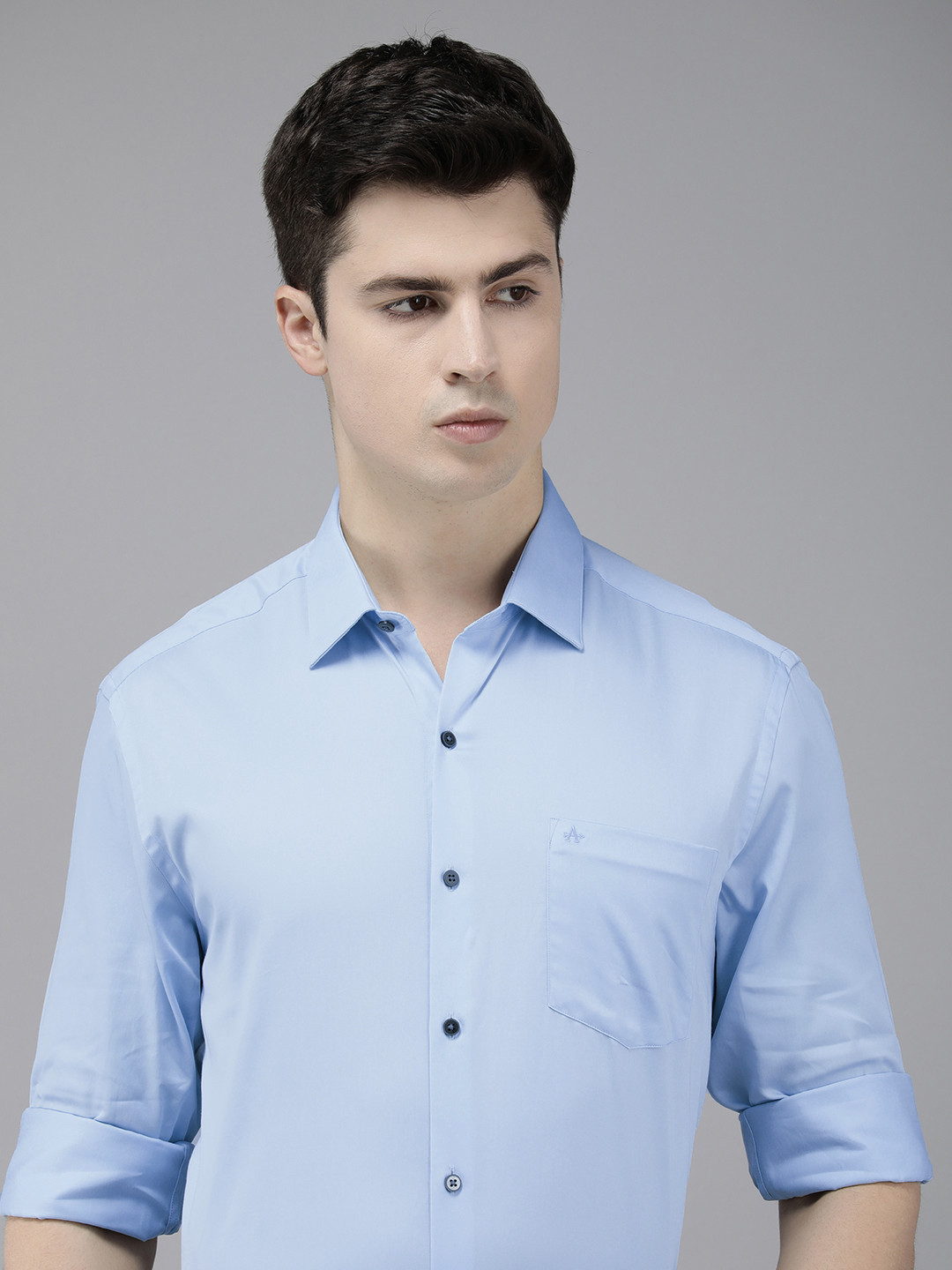 

Arrow Solid Pure Cotton Manhattan Slim Fit Formal Shirt, Blue
