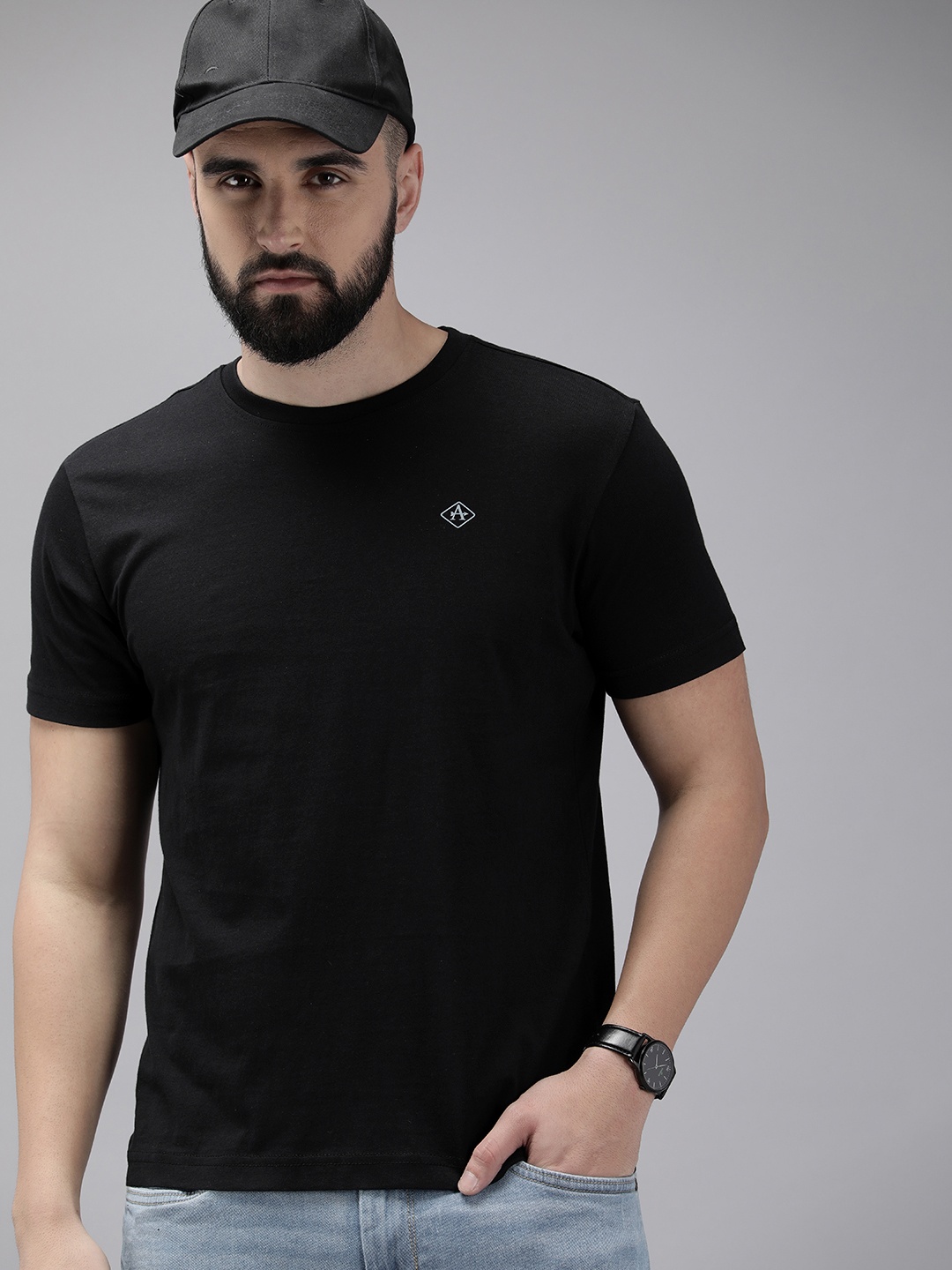 

Arrow Solid Round Neck Pure Cotton T-shirt, Black