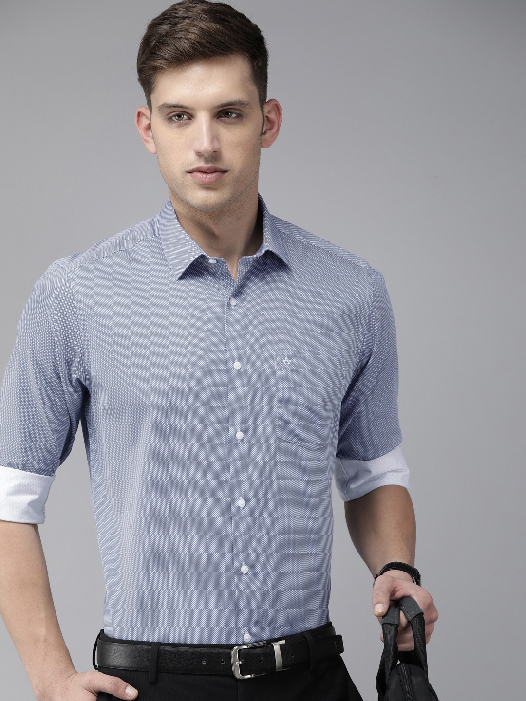 

Arrow Manhattan Slim Fit Geometric Printed Pure Cotton Formal Shirt, Blue