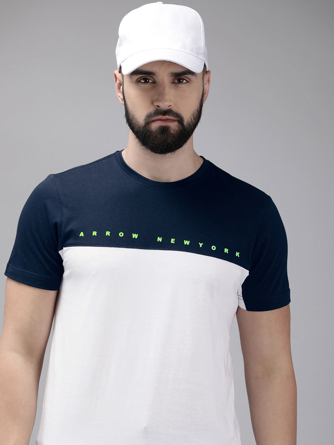 

Arrow Colourblocked Round Neck Pure Cotton T-shirt, White