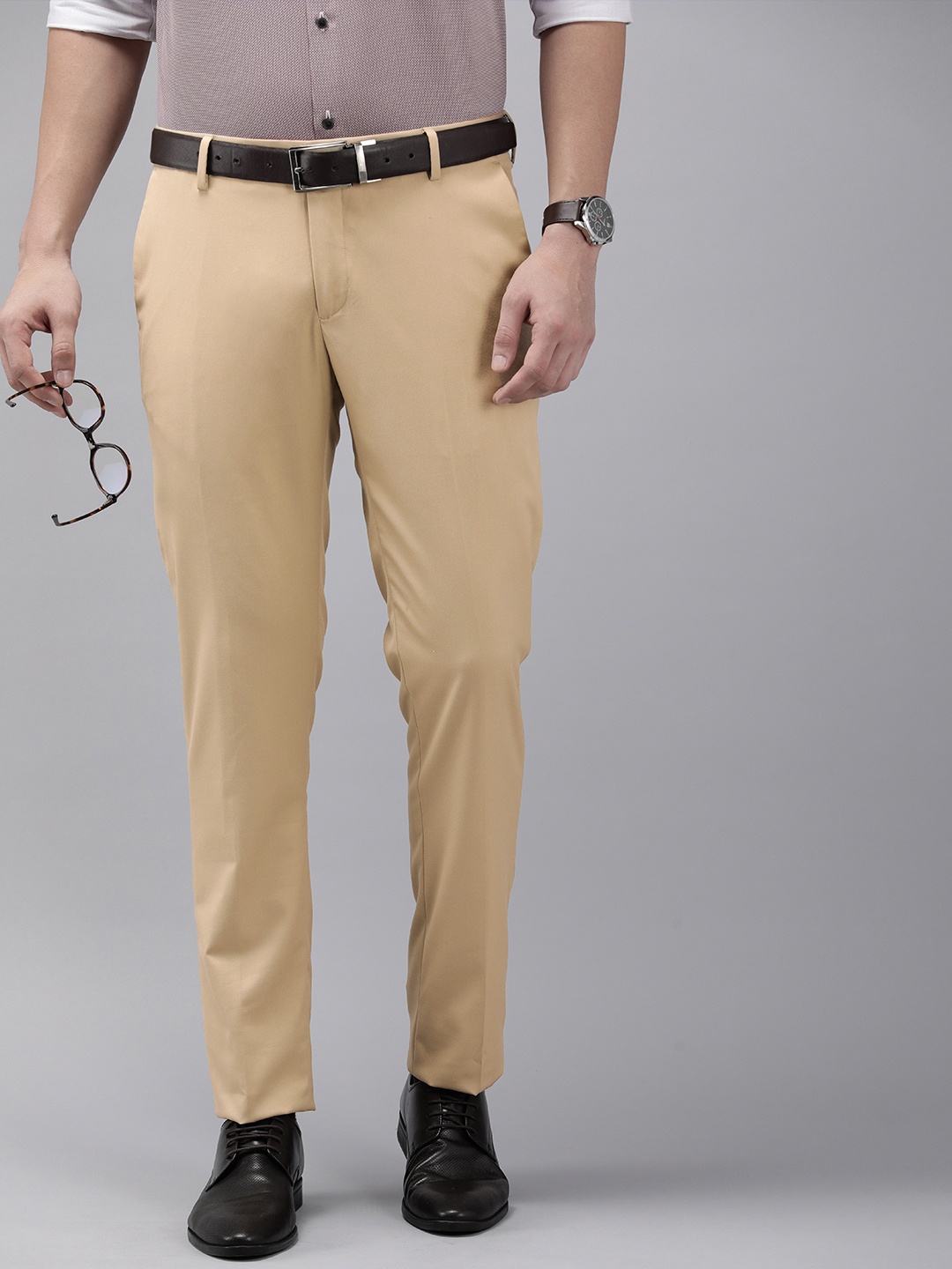 

Arrow Men Mid-Rise Tailored Trousers, Khaki