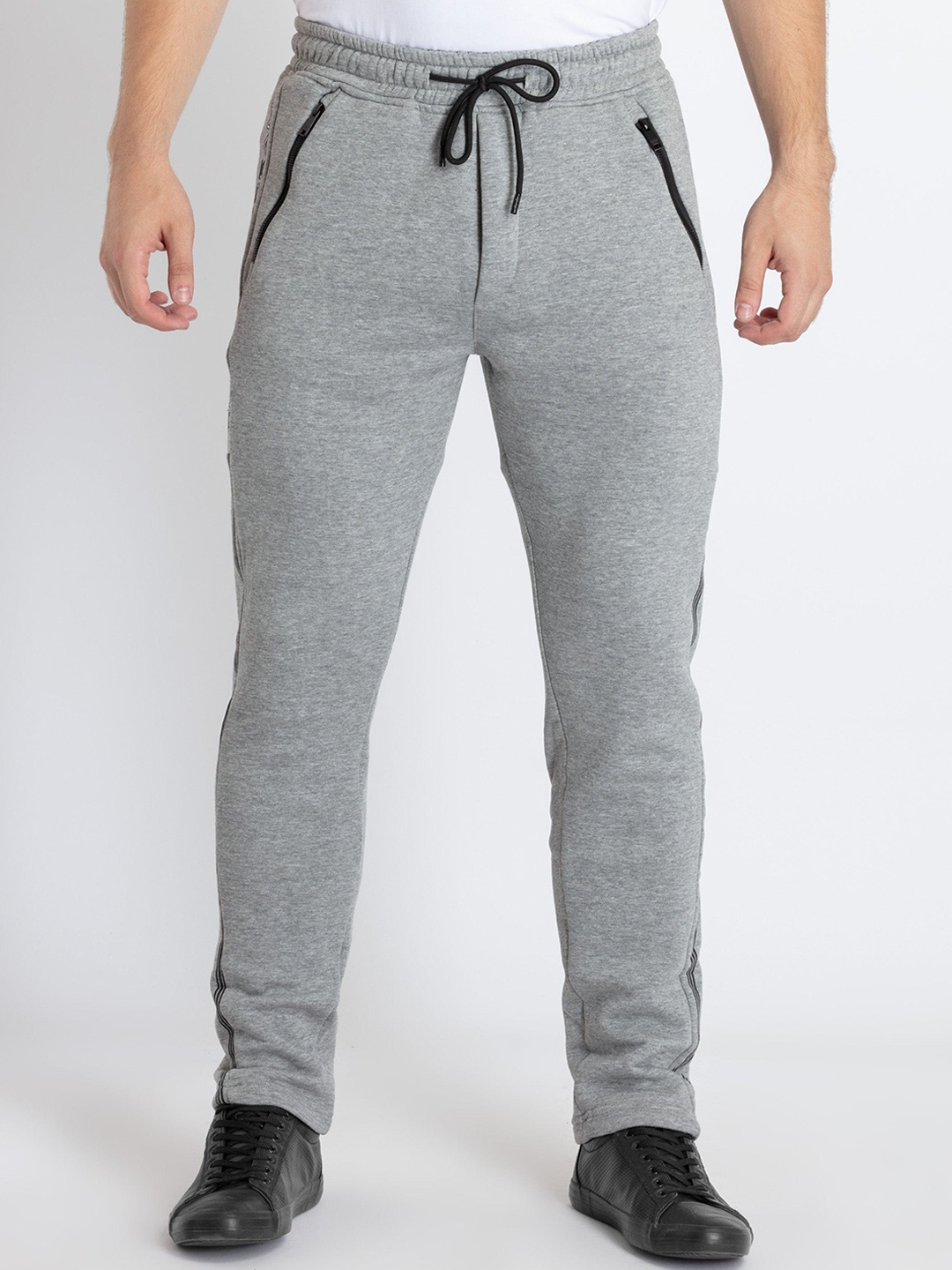 

Status Quo Men Mid-Rise Track Pants, Grey