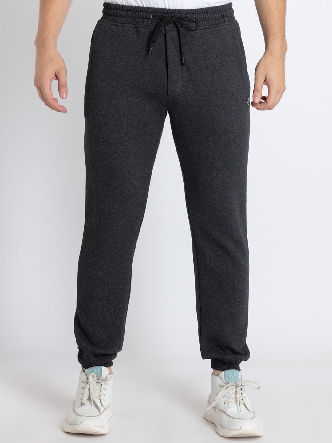 

Status Quo Men Mid-Rise Cotton Joggers, Grey melange