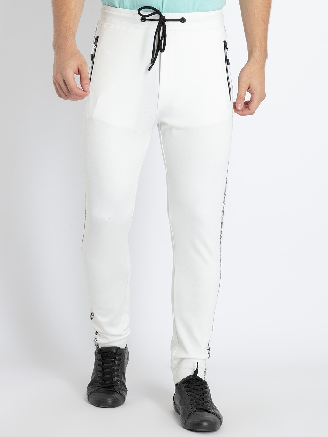 

Status Quo Men Cotton Track Pants, Off white
