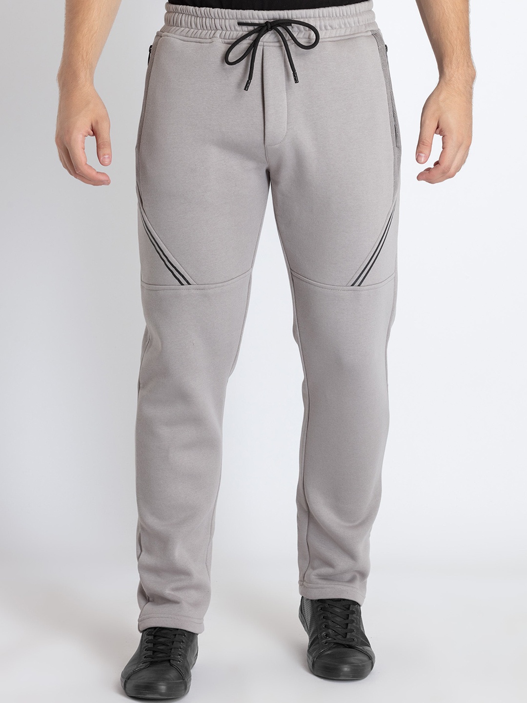 

Status Quo Men Mid-Rise Cotton Track Pants, Grey