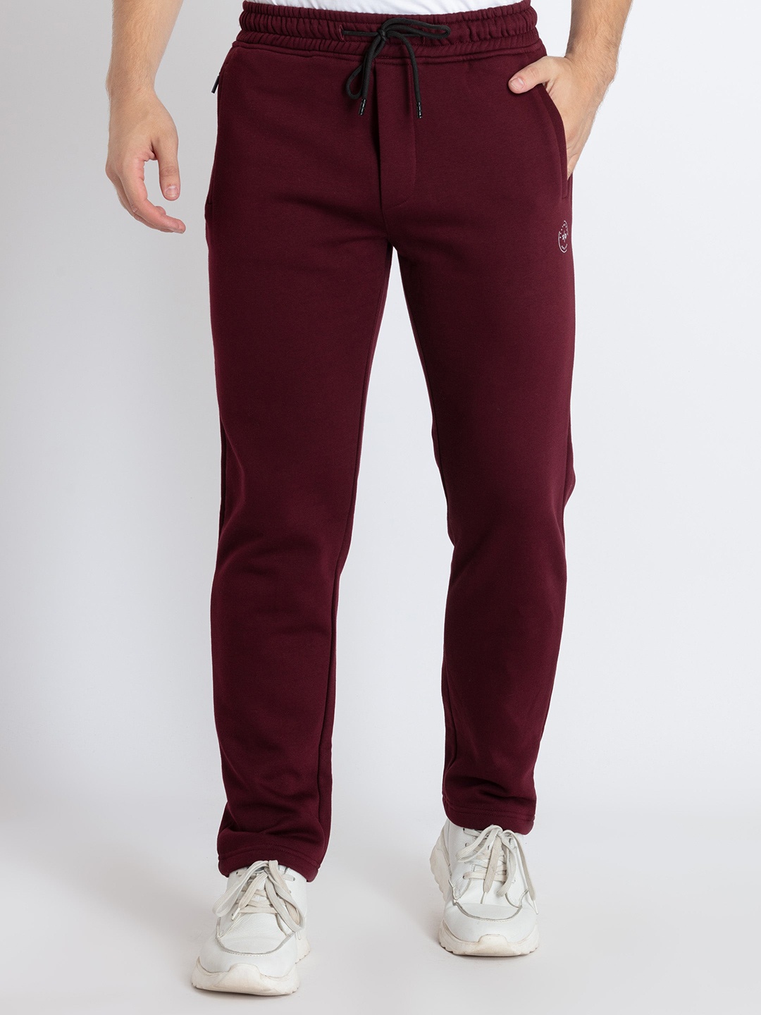 

Status Quo Men Mid Rise Cotton Track Pants, Maroon