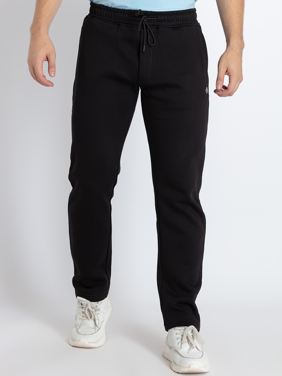 

Status Quo Men Mid Rise Cotton Track Pants, Black