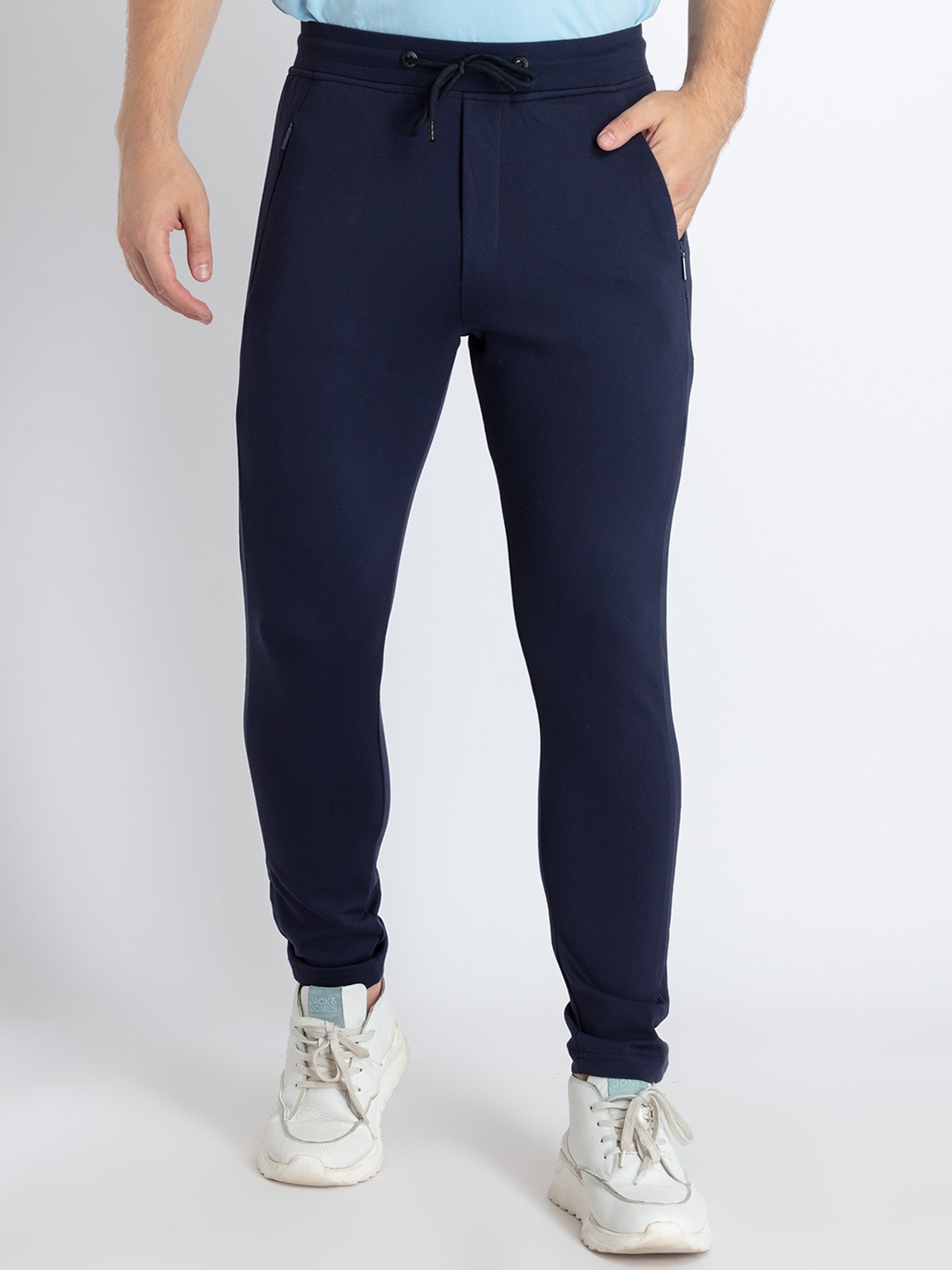 

Status Quo Men Mid Rise Zipper Track Pants, Navy blue