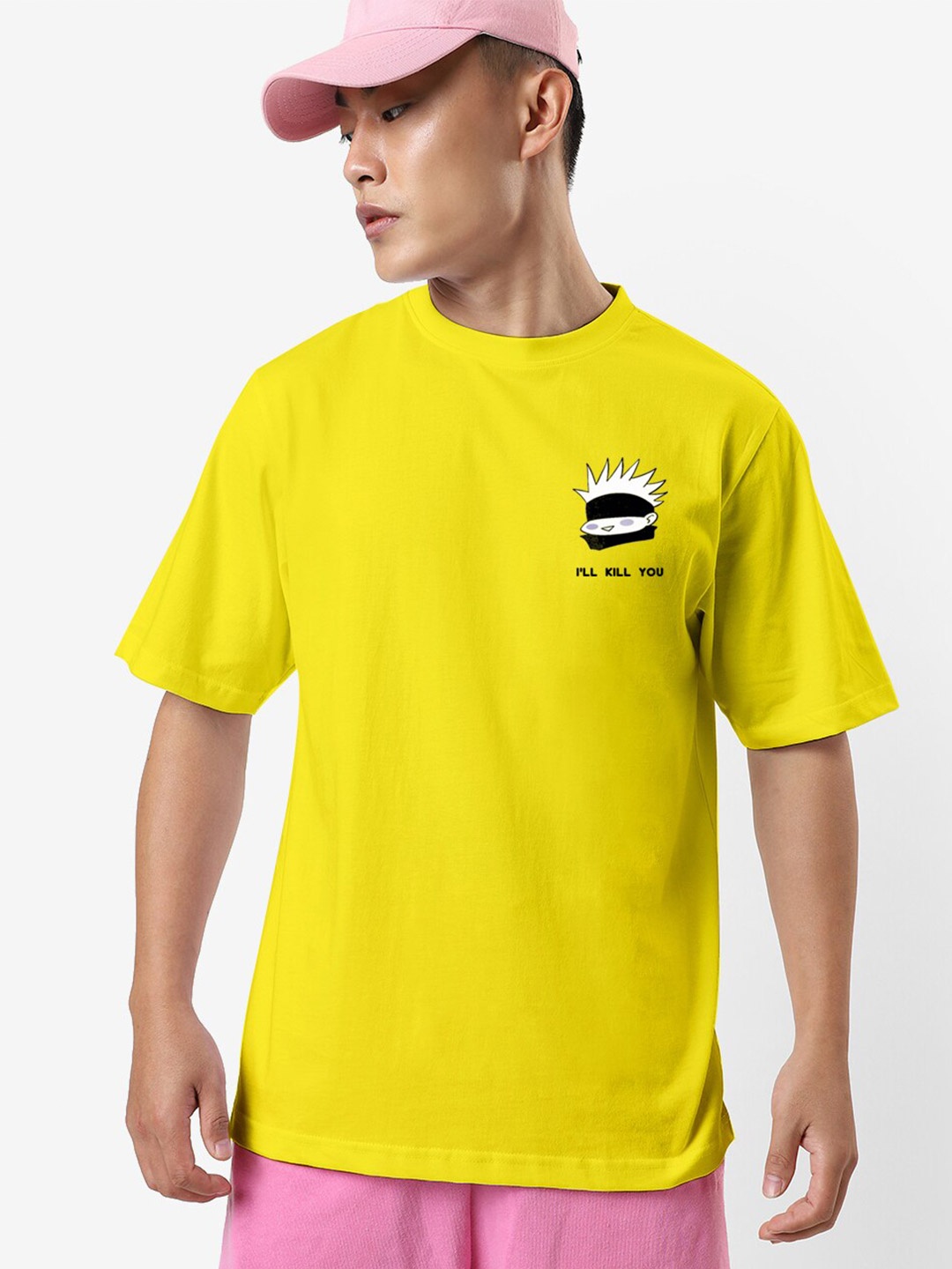 

STATUS MANTRA Graphic Printed Oversized Cotton T-shirt, Yellow