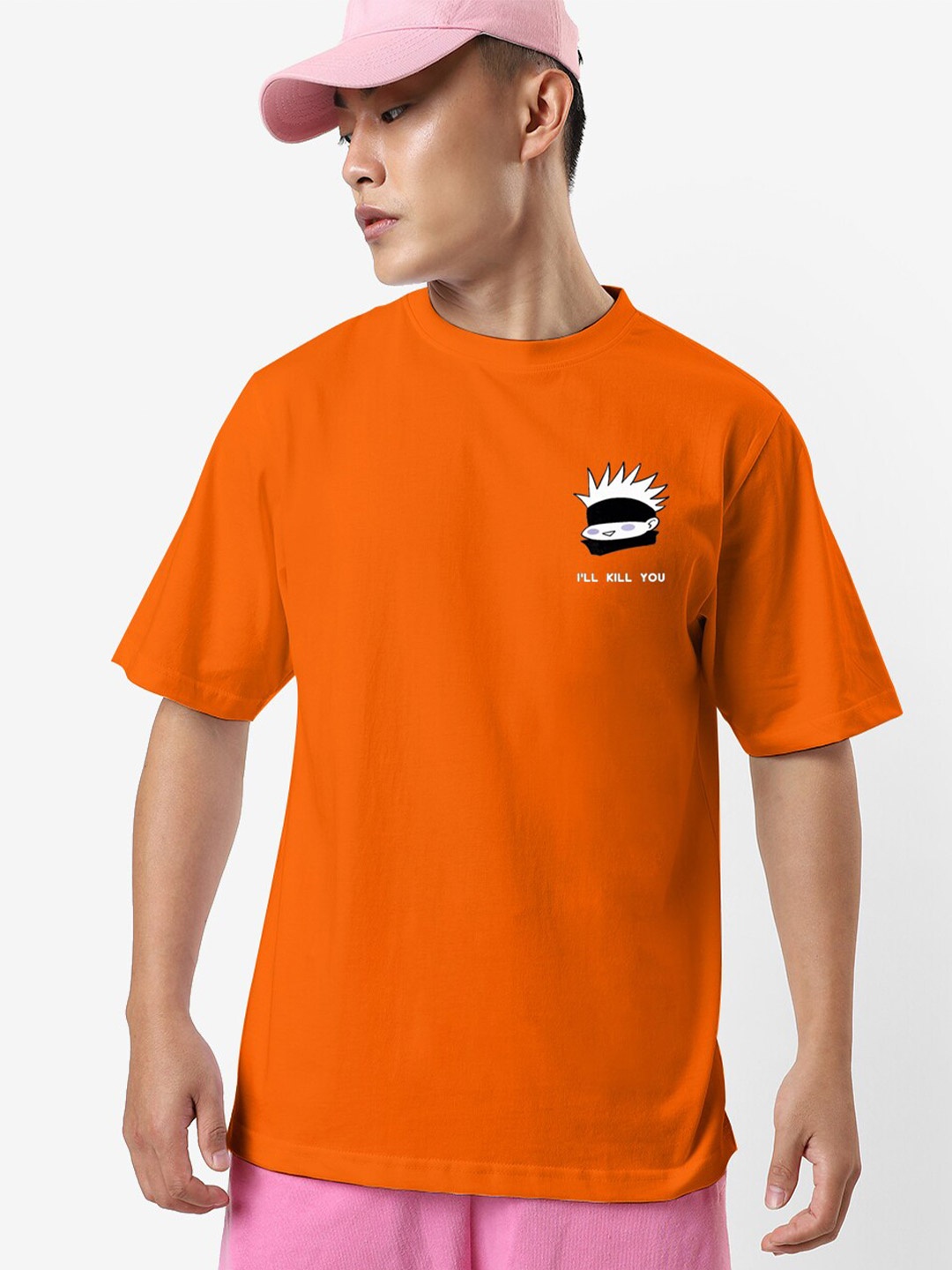 

STATUS MANTRA Graphic Printed Round Neck Cotton Casual T-Shirt, Orange