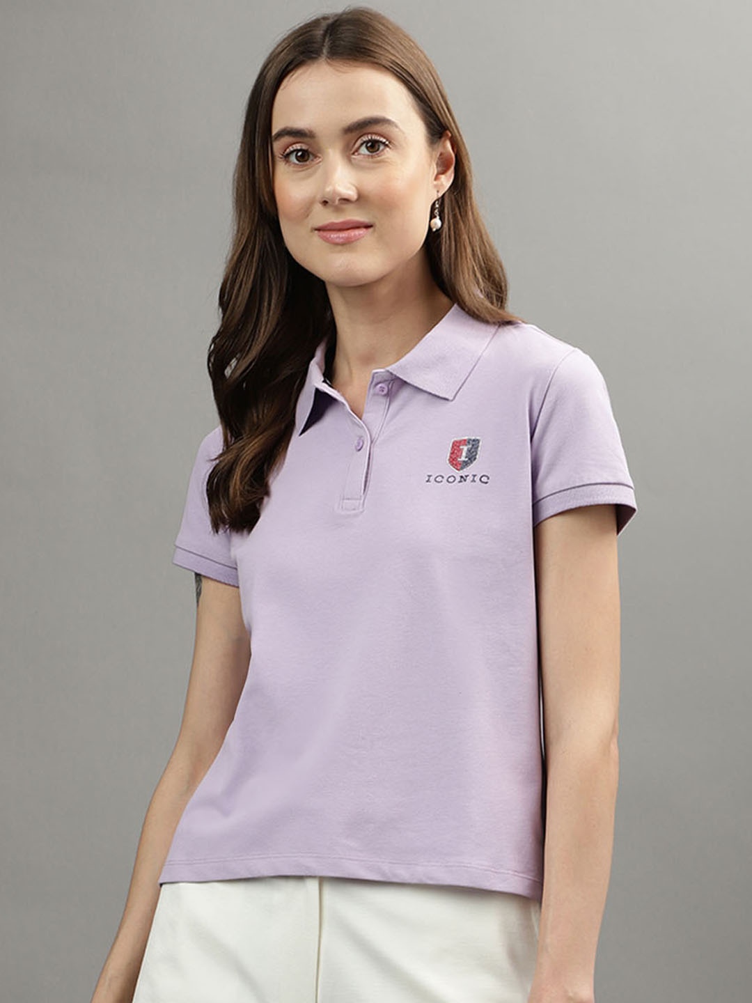 

Iconic Polo Collar Regular Fit T-shirt, Lavender