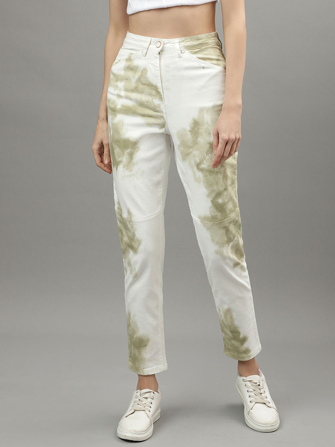 

Iconic Women Abstract Printed Slim Fit Jeans, White