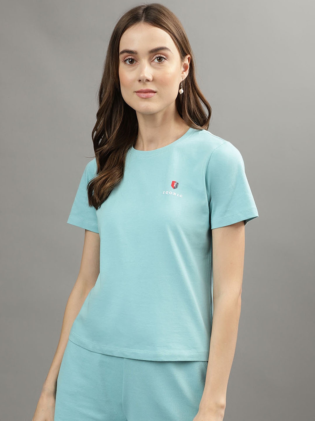 

Iconic Round Neck Pure Cotton T-shirt, Blue