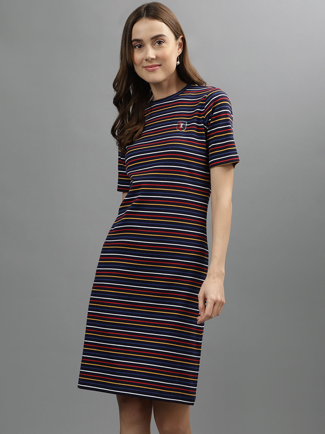 

Iconic Striped Cotton T-shirt Dress, Black