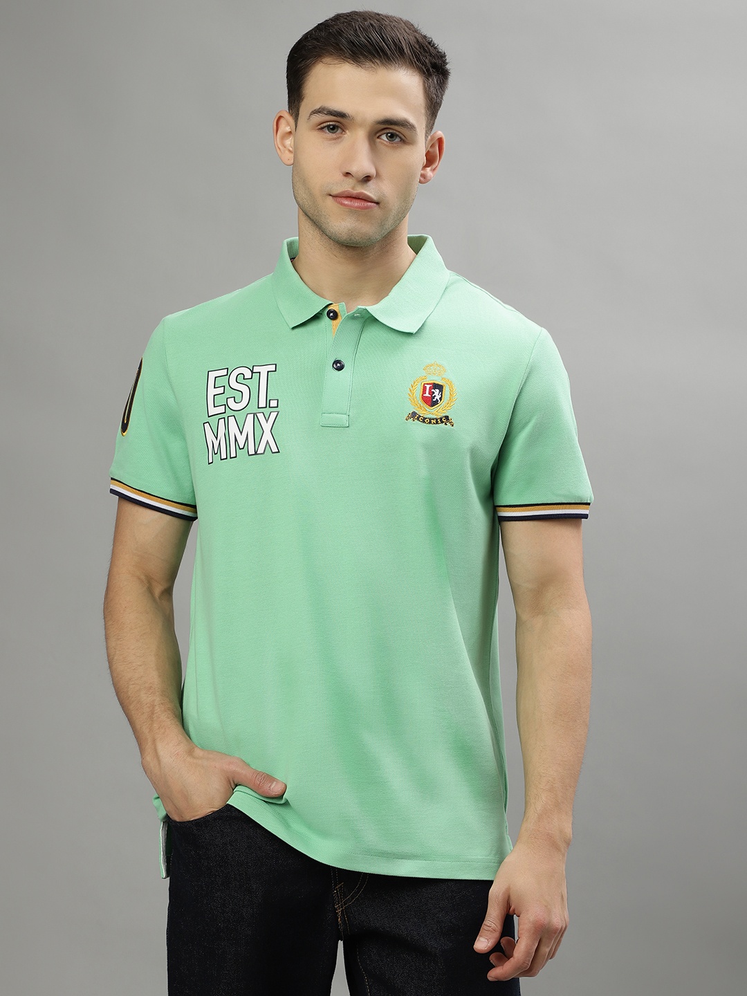 

Iconic Polo Collar Regular Fit Pure Cotton T-shirt, Green