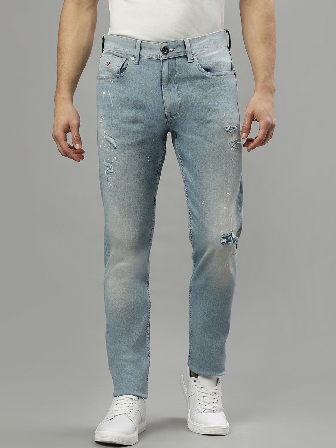 

Iconic Men Slim Fit Mildly Distressed Heavy Fade Jeans, Blue