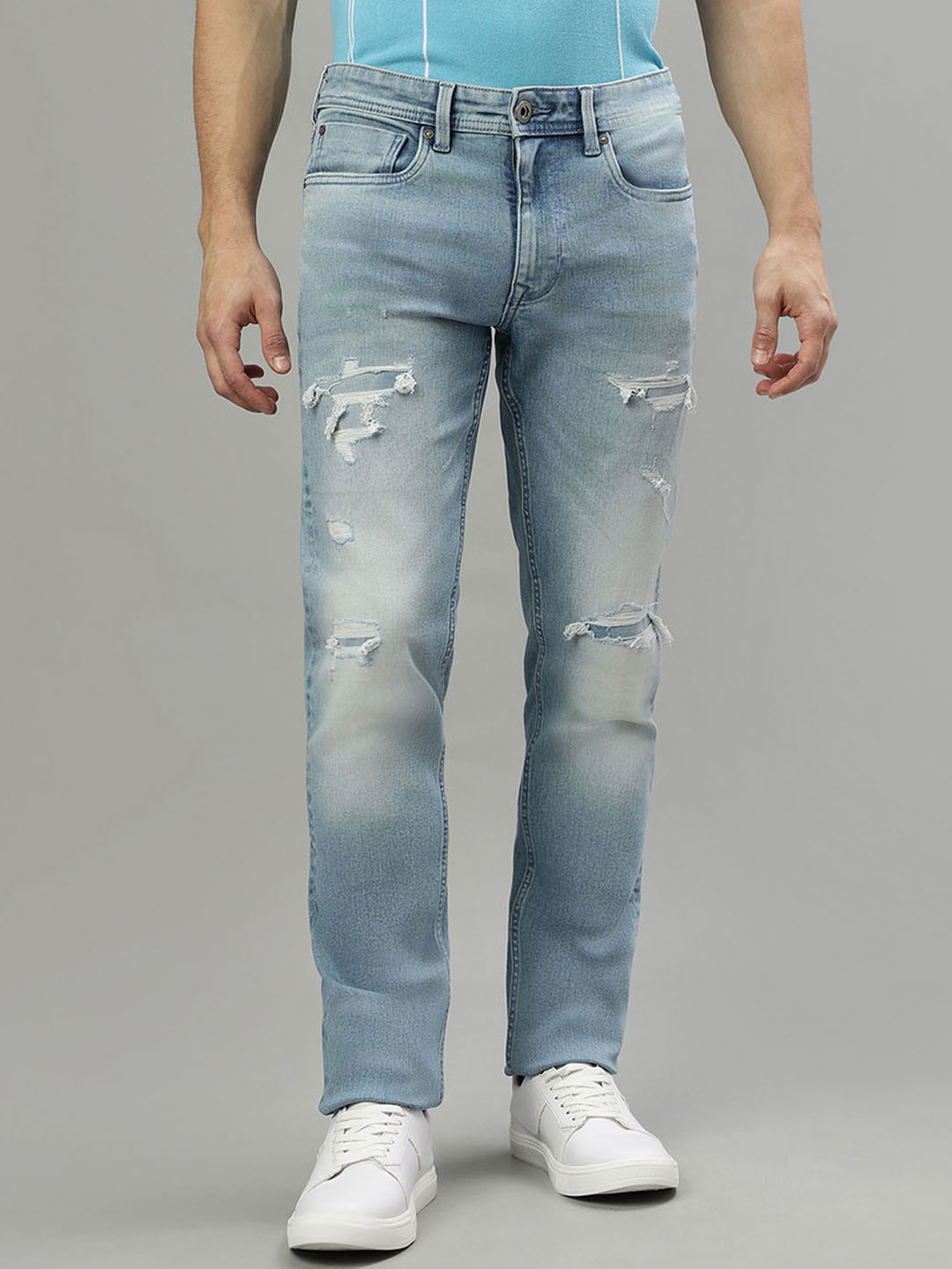 

Iconic Men Slim Fit Mildly Distressed Heavy Fade Jeans, Blue
