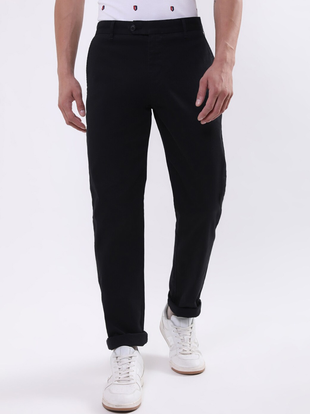 

Iconic Men Mid Rise Regular Fit Trousers, Black