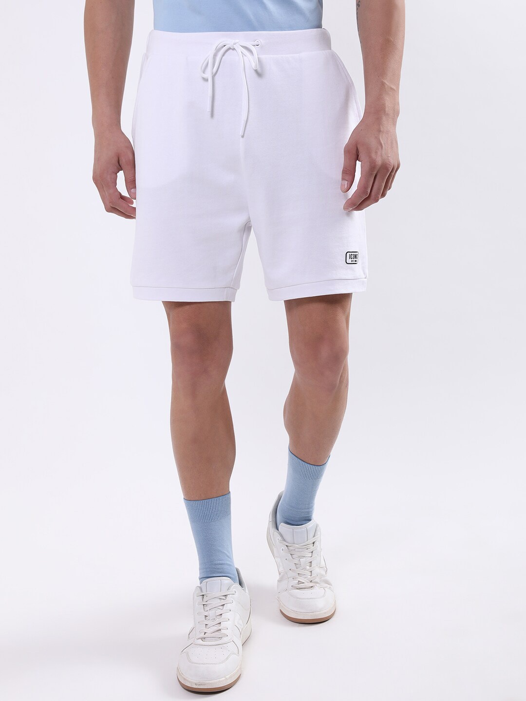 

Iconic Men Mid Rise Pure Cotton Sports Shorts, White