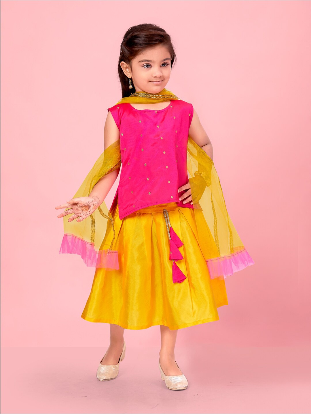 

BAESD Girls Ready to Wear Lehenga & Blouse With Dupatta, Pink