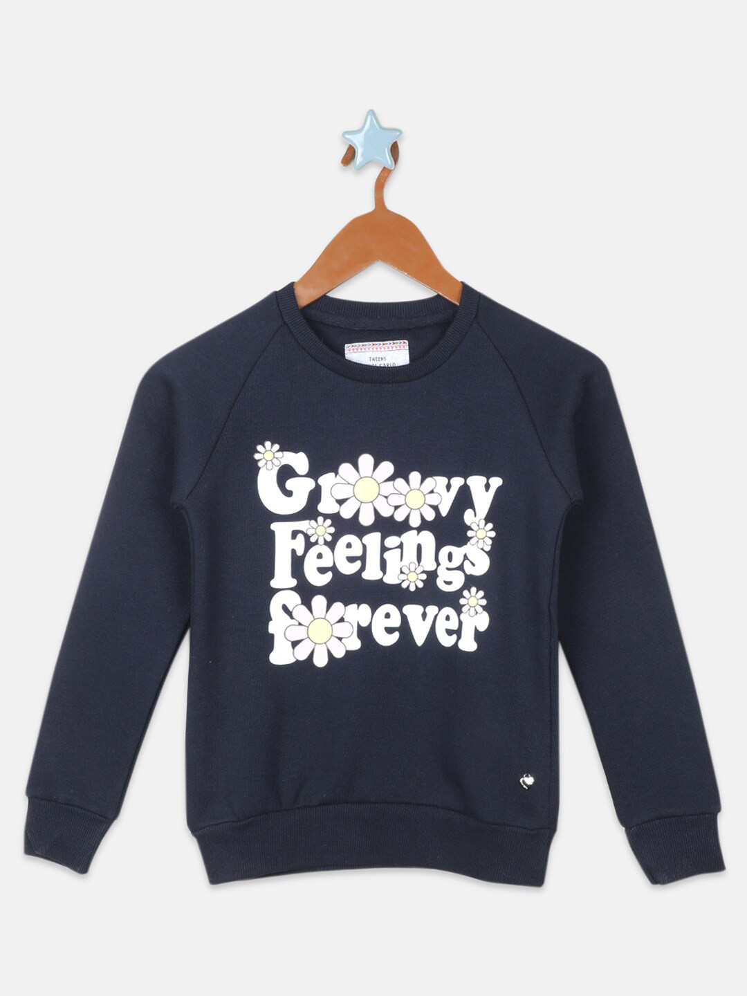 

Monte Carlo Girls Typography Printed Raglan Sleeves Sweatshirt, Blue