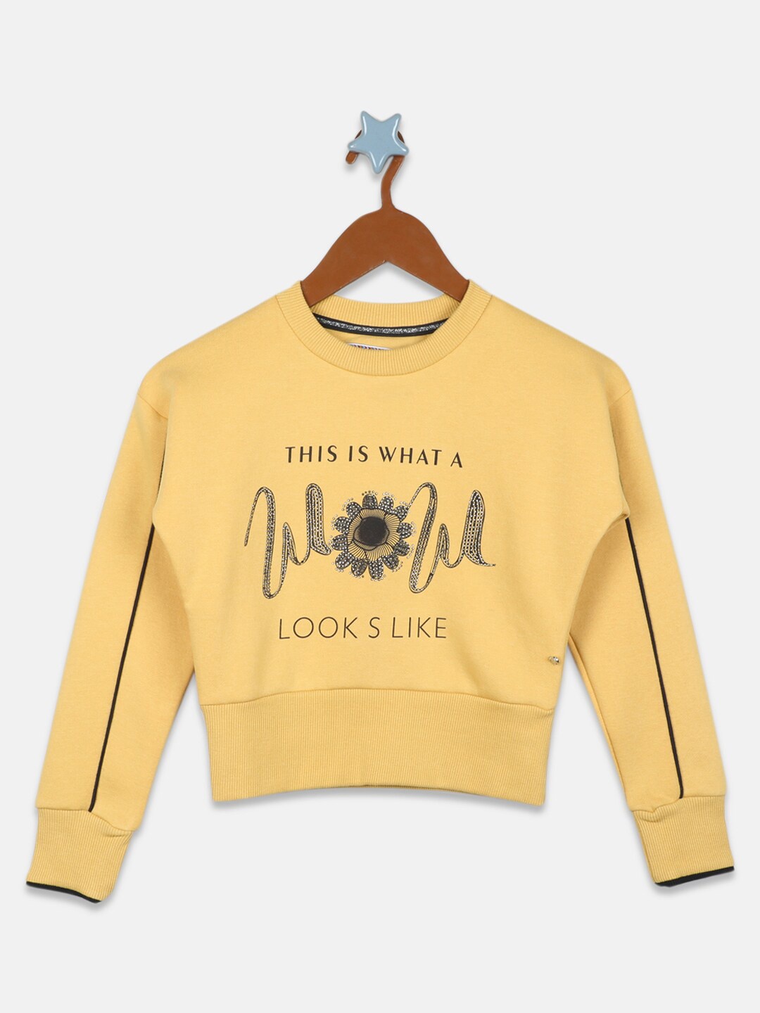 

Monte Carlo Girls Typography Printed Cotton Sweatshirt, Gold