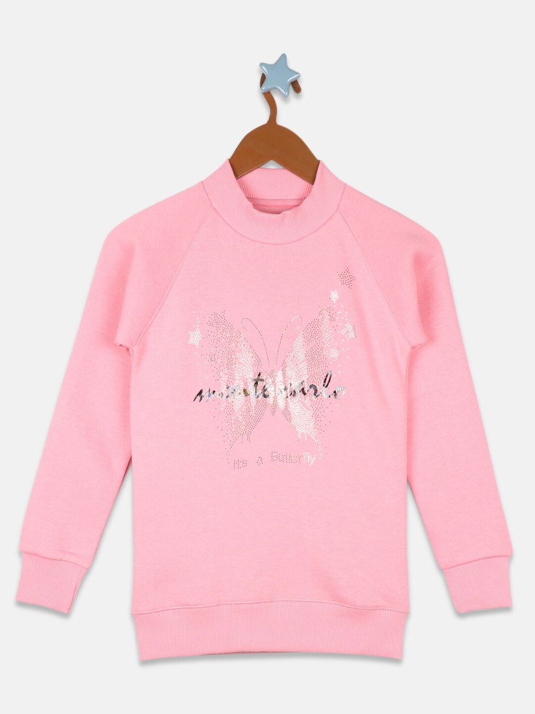 

Monte Carlo Girls Graphic Printed Raglan Sleeves Sweatshirt, Pink