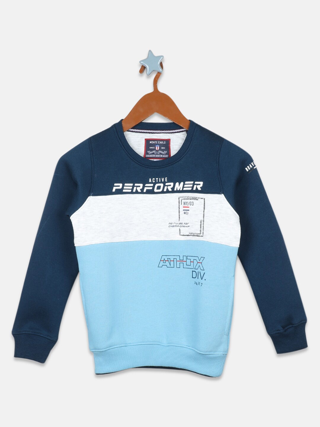 

Monte Carlo Boys Colourblocked Cotton Sweatshirt, Blue
