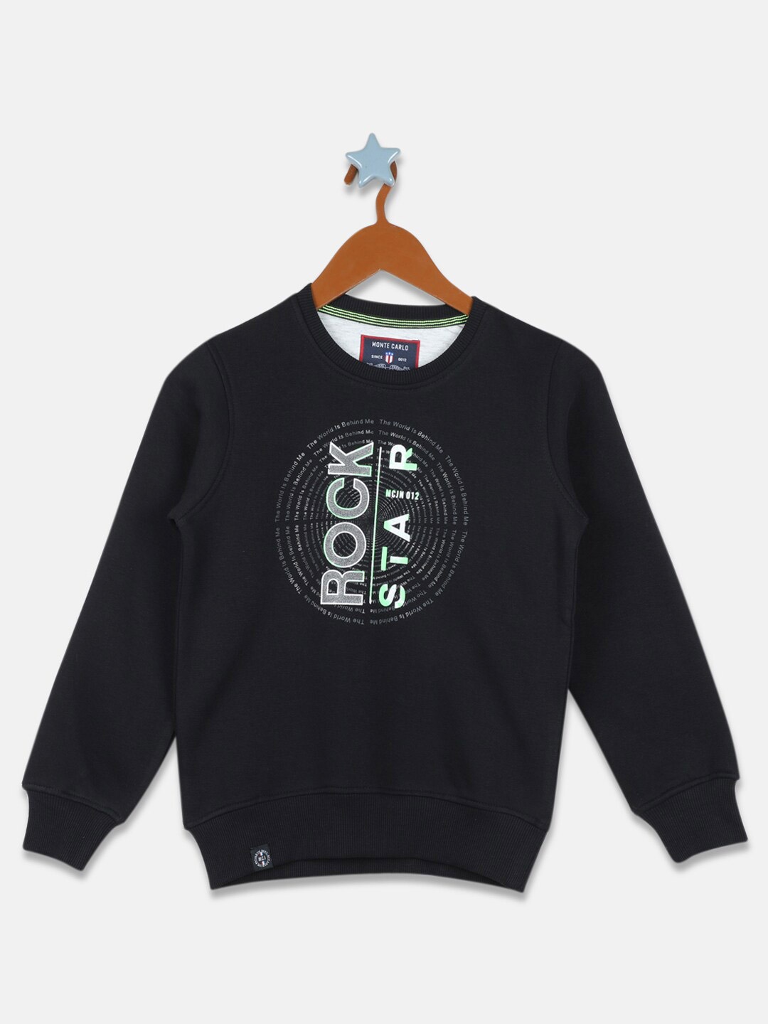 

Monte Carlo Boys Typography Printed Cotton Sweatshirt, Black