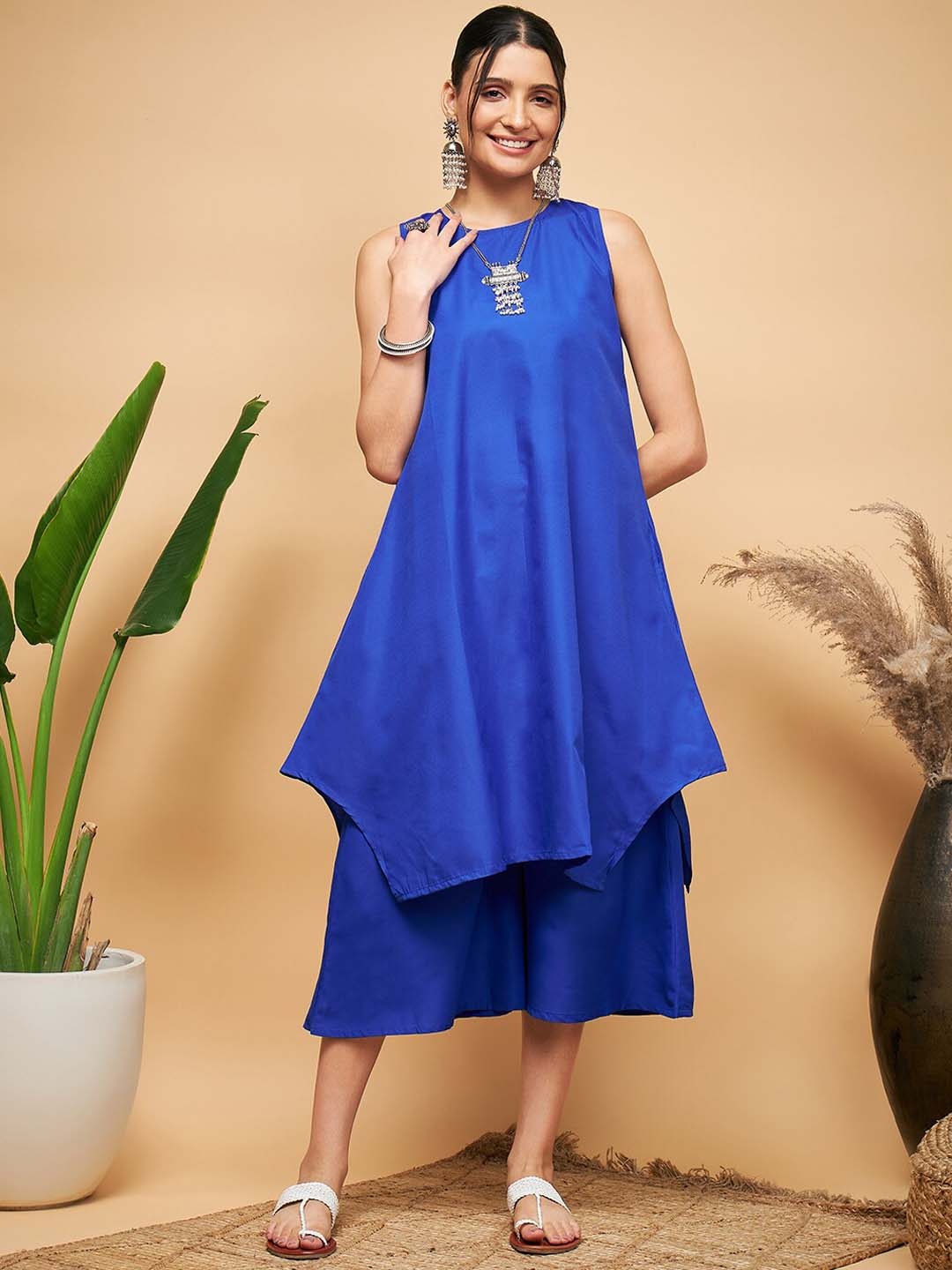 

InWeave Blue Pure Cotton Kurta With Palazzos