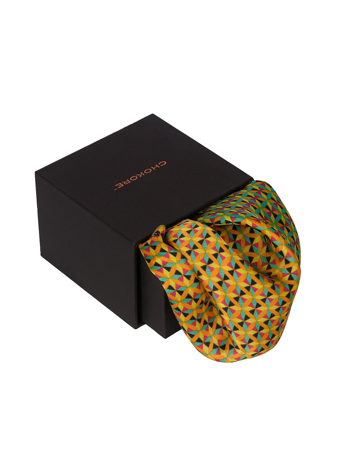 

CHOKORE Men Printed Satin Silk Pocket Squares, Yellow