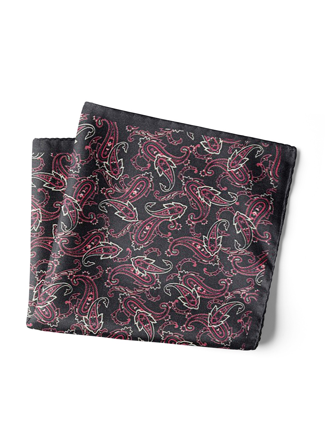 

CHOKORE Men Printed Silk Pocket Square, Black