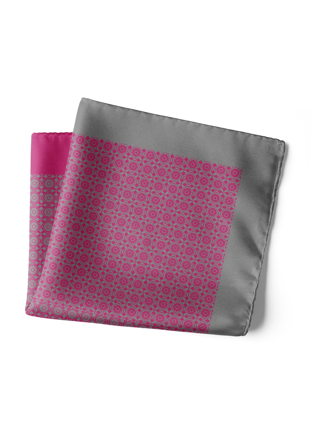 

CHOKORE Men Printed Silk Pocket Square, Magenta