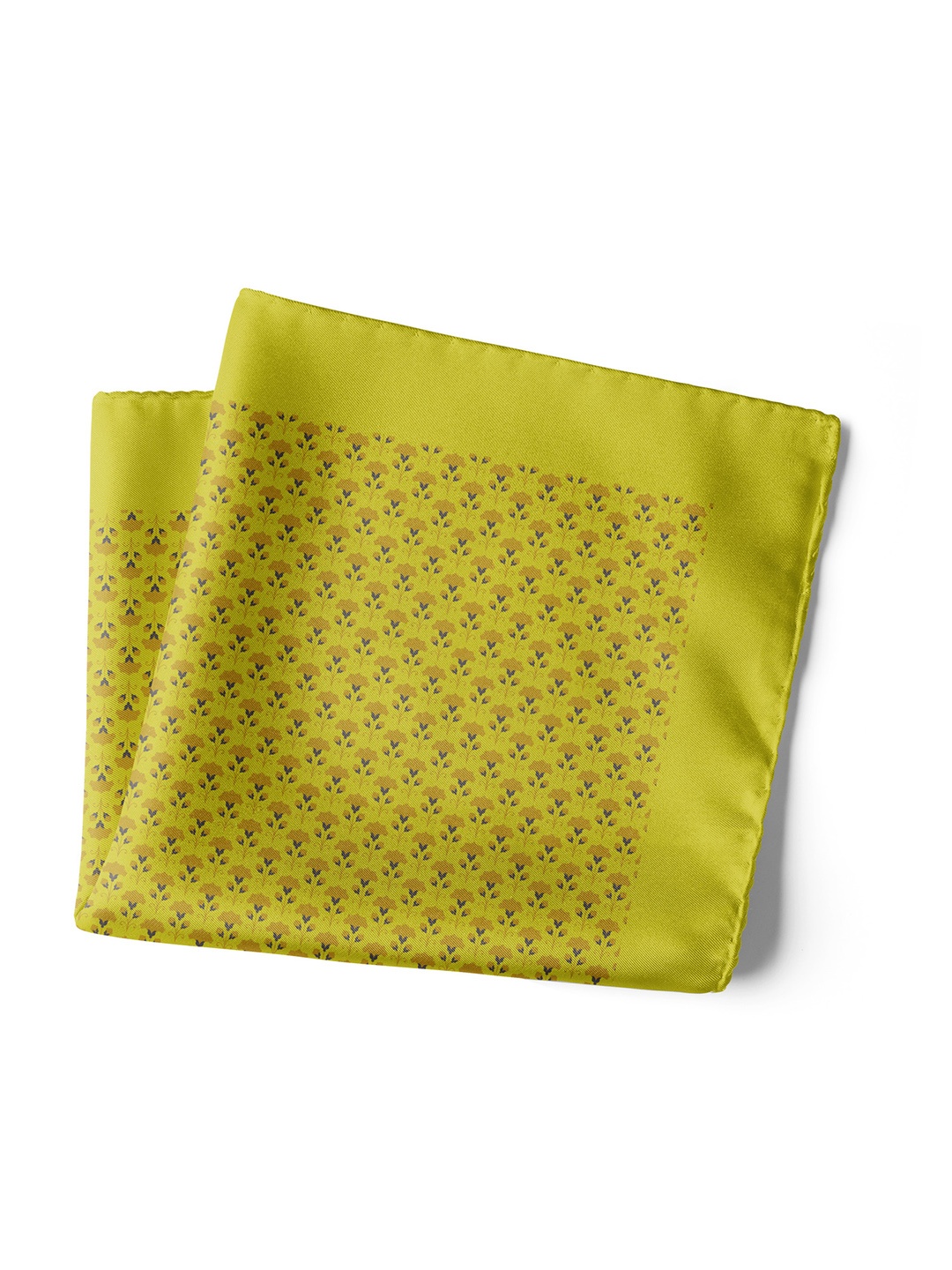 

CHOKORE Men Printed Silk Pocket Square, Yellow