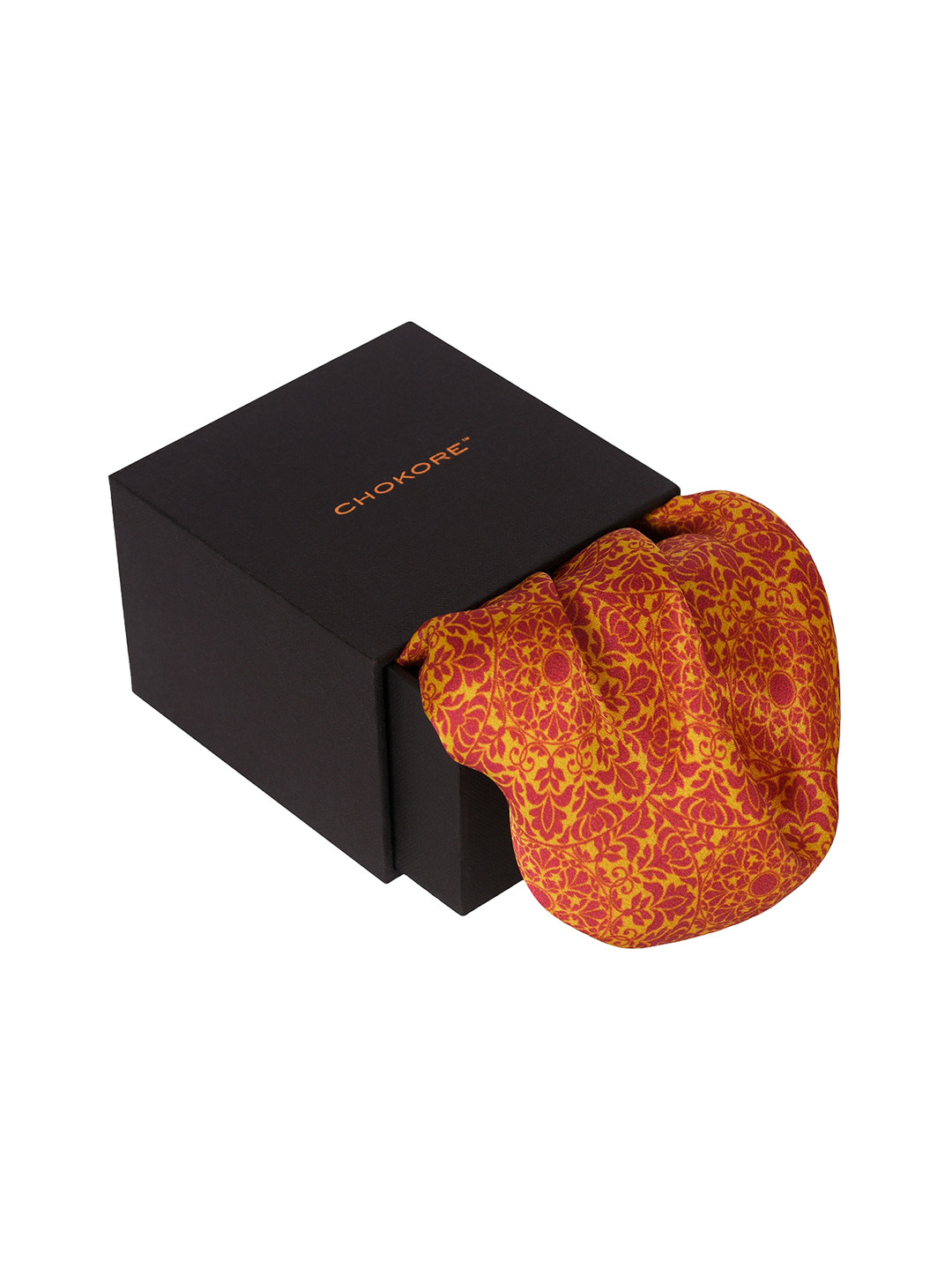 

CHOKORE Men Printed Pure Satin Silk Pocket Square, Yellow