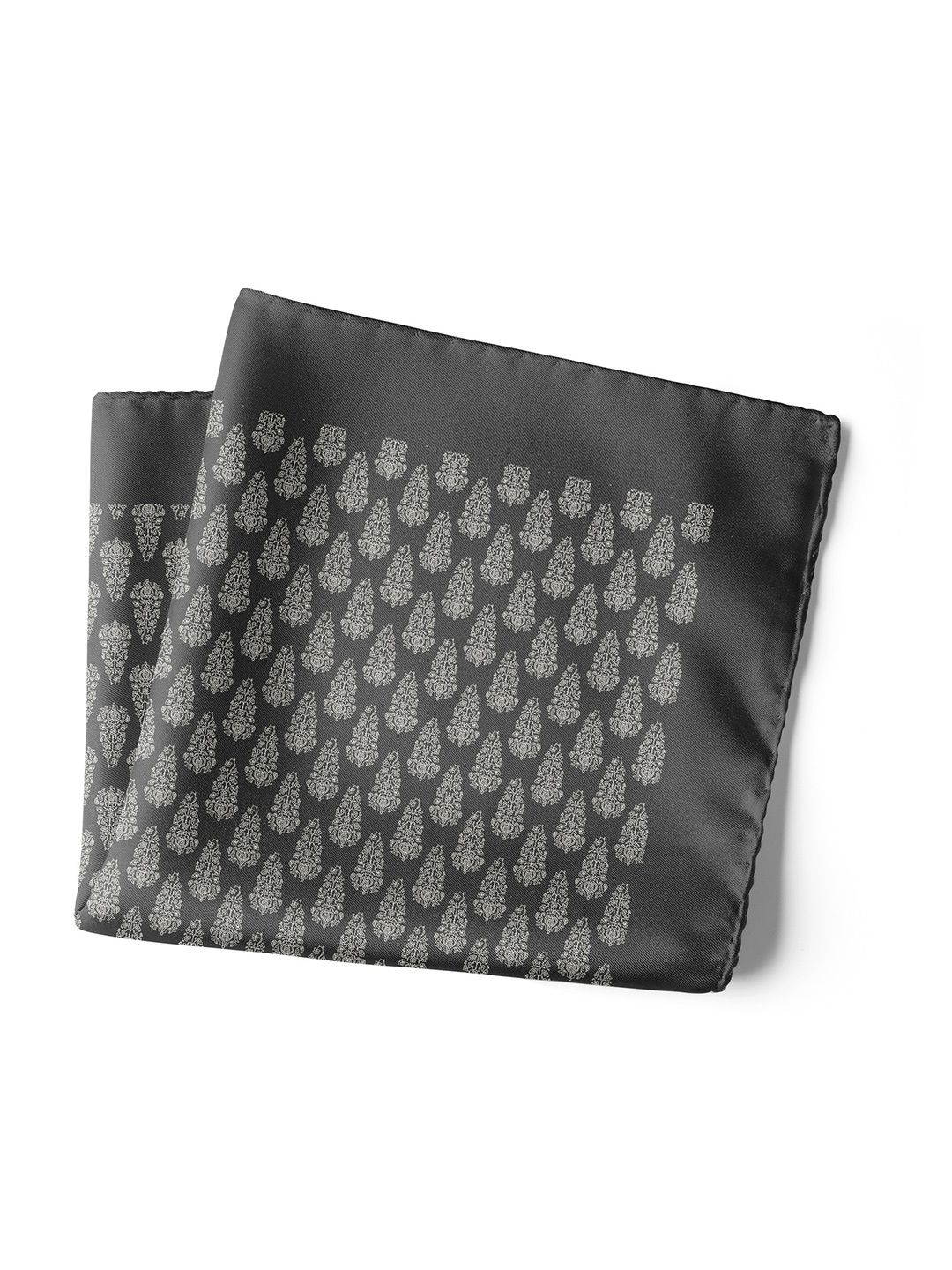 CHOKORE Men Printed Silk Pocket Square, Black