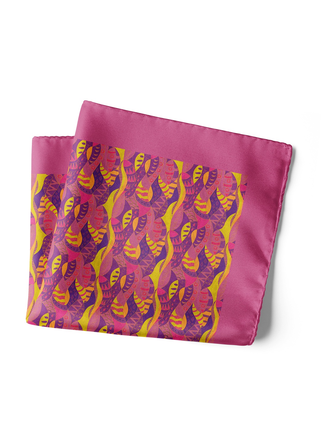 

CHOKORE Men Satin Silk Printed Pocket Squares, Pink