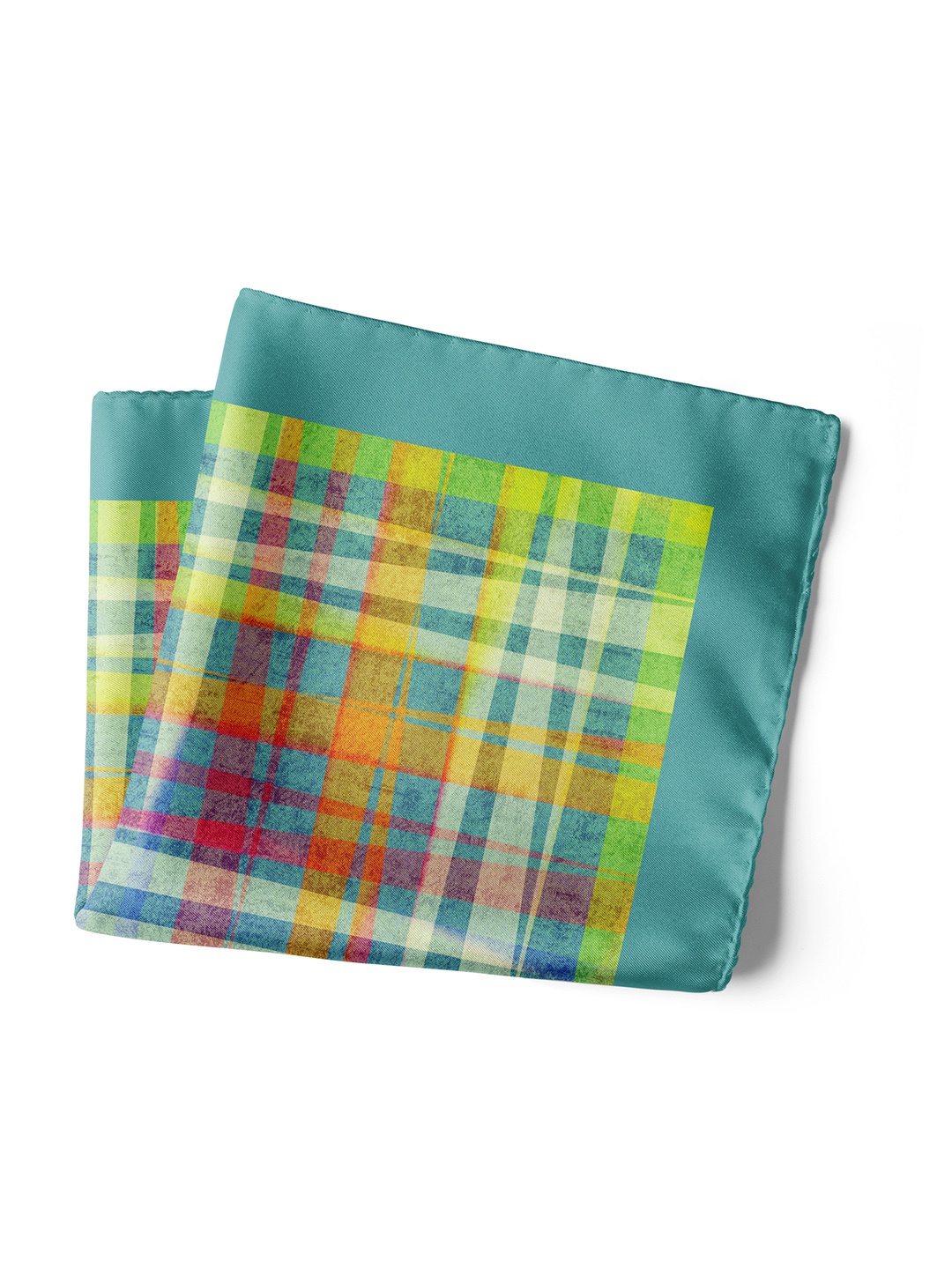 

CHOKORE Men Checked Satin Silk Pocket Squares, Green
