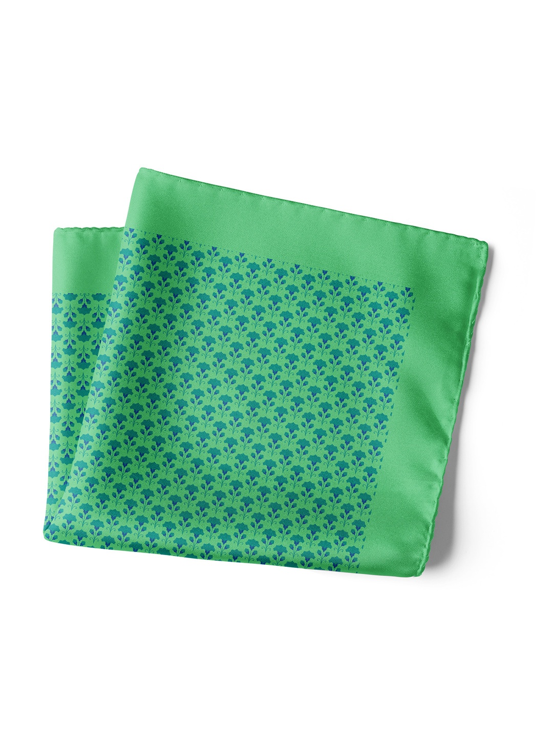 CHOKORE Men Printed Silk Pocket Squares, Green